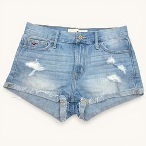 Hollister Distressed Denim Shorts W27 Low Rise Frayed Y2K California Beach Boho